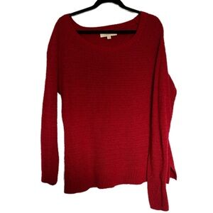 Anne Taylor Loft Knit Red Sweater Camel Hair‎ Blend Academia Fisherman XL cozy